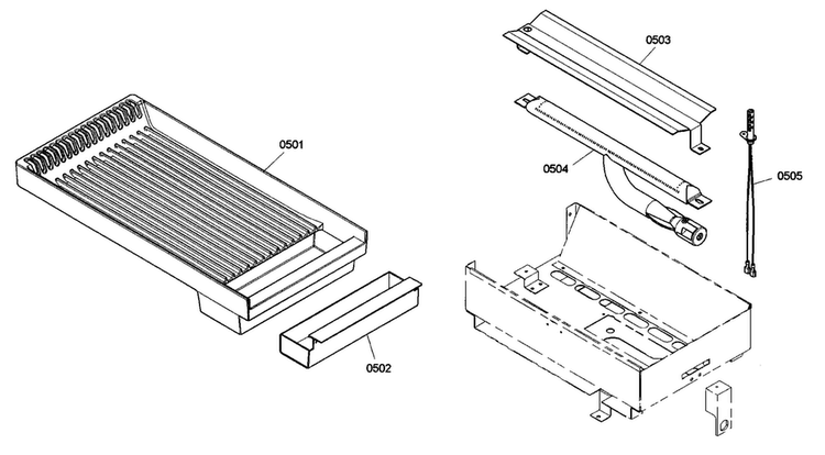 Griddle Diagram and Parts List for PRG486ELG03  Thermador Range