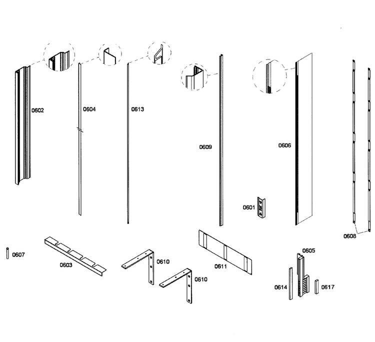 Framing Diagram and Parts List for T18ID80NRP 38 Thermador Freezer
