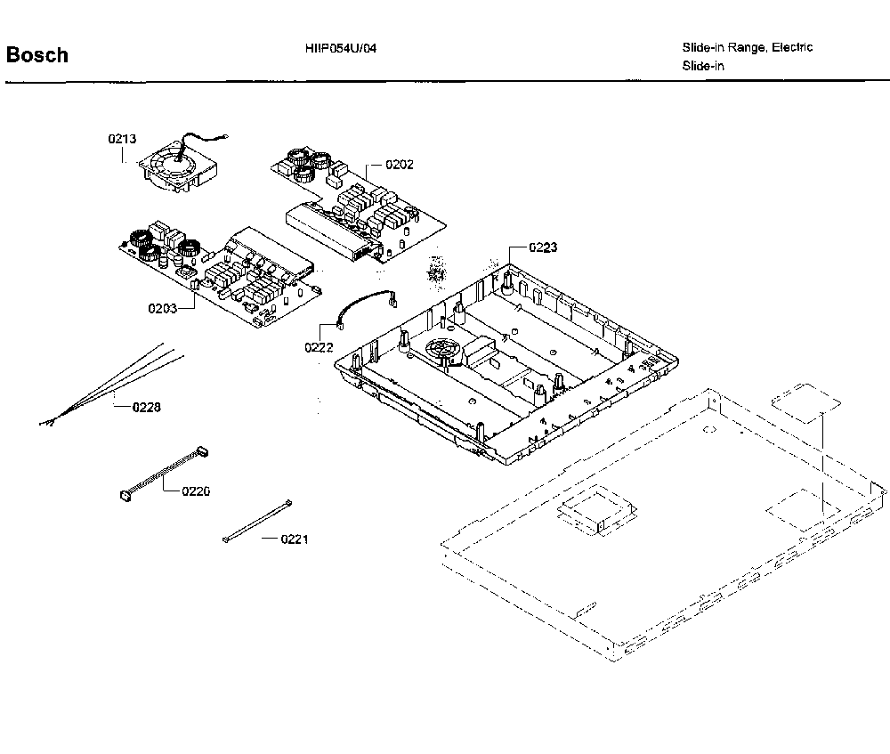 Pcb asy Diagram and Parts List for HIIP054U 04 Bosch Range