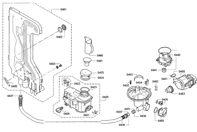 Pump Diagram and Parts List for SGE63E15UC A3 Bosch Dishwasher
