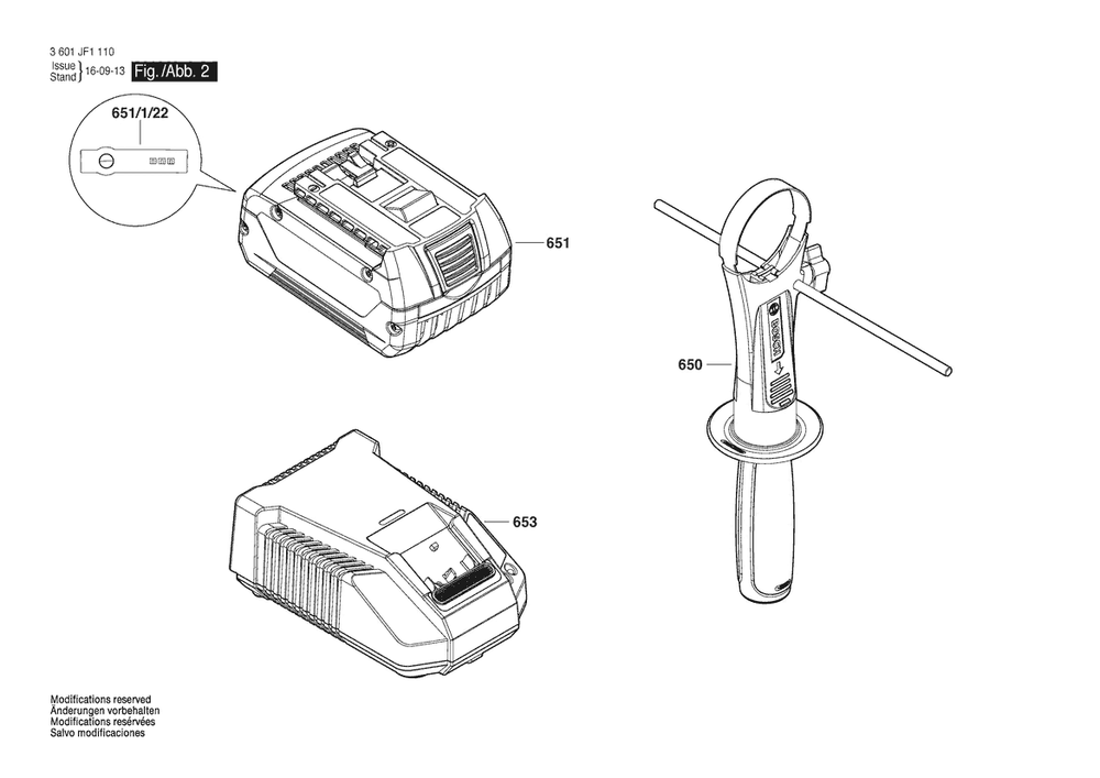 Section 2 Diagram and Parts List for GSB18VE-EC 3601JF1310 Bosch Hammer Drill