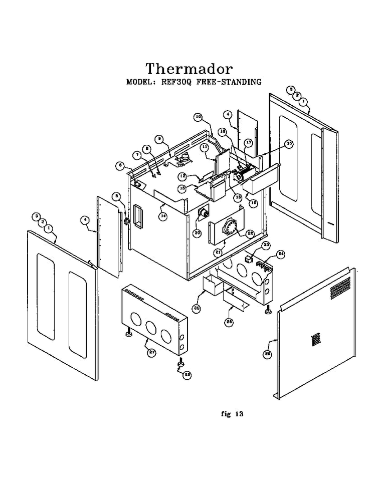 Free-standing Range Diagram and Parts List for RDF30RS(PRIOR-9707)  Thermador Range