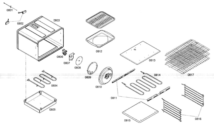 Large Oven Diagram and Parts List for PRD486EDG01  Thermador Range