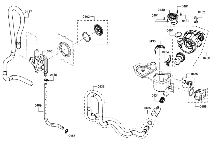 Pump Diagram and Parts List for SHX5AV55UC 01 Bosch Dishwasher