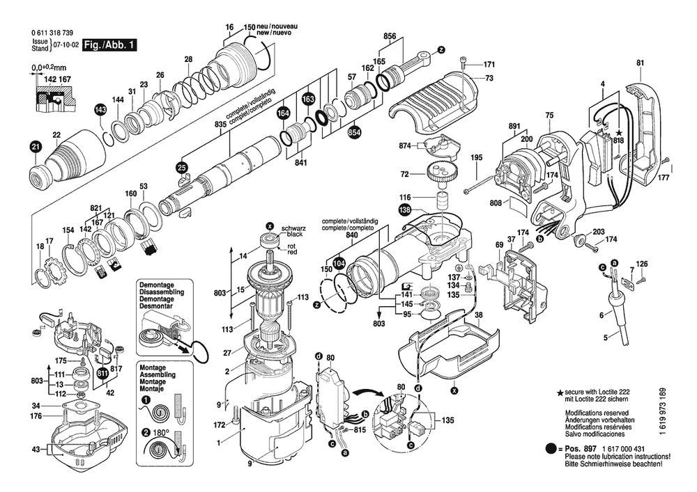 Section 1 Diagram and Parts List for GSH5E 0611318739 Bosch Demolition Hammer