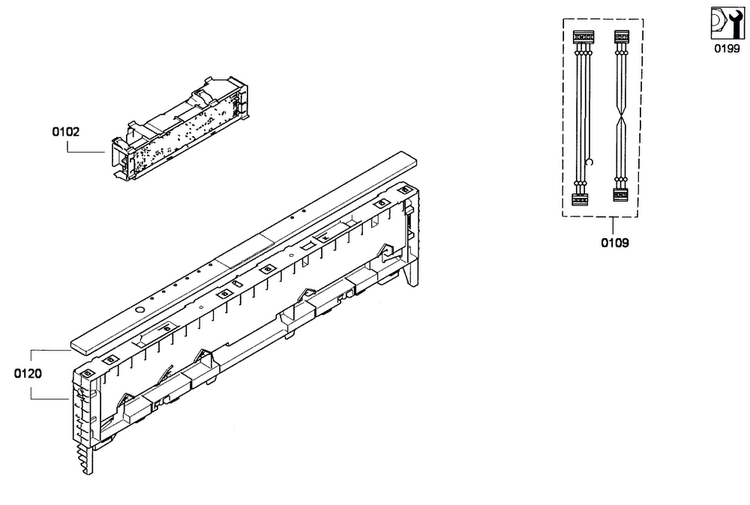 Front Panel Diagram and Parts List for SHX68E15UC 01 Bosch Dishwasher