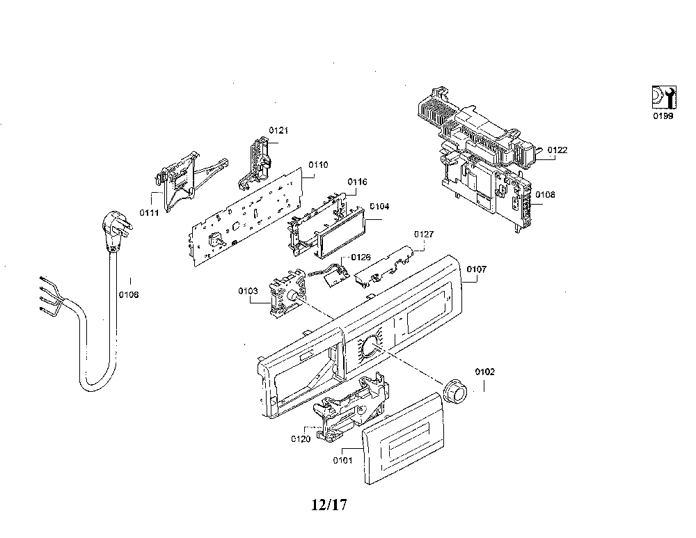 Panel-facia/power cord Diagram and Parts List for WTG865H2UC 01 Bosch Dryer