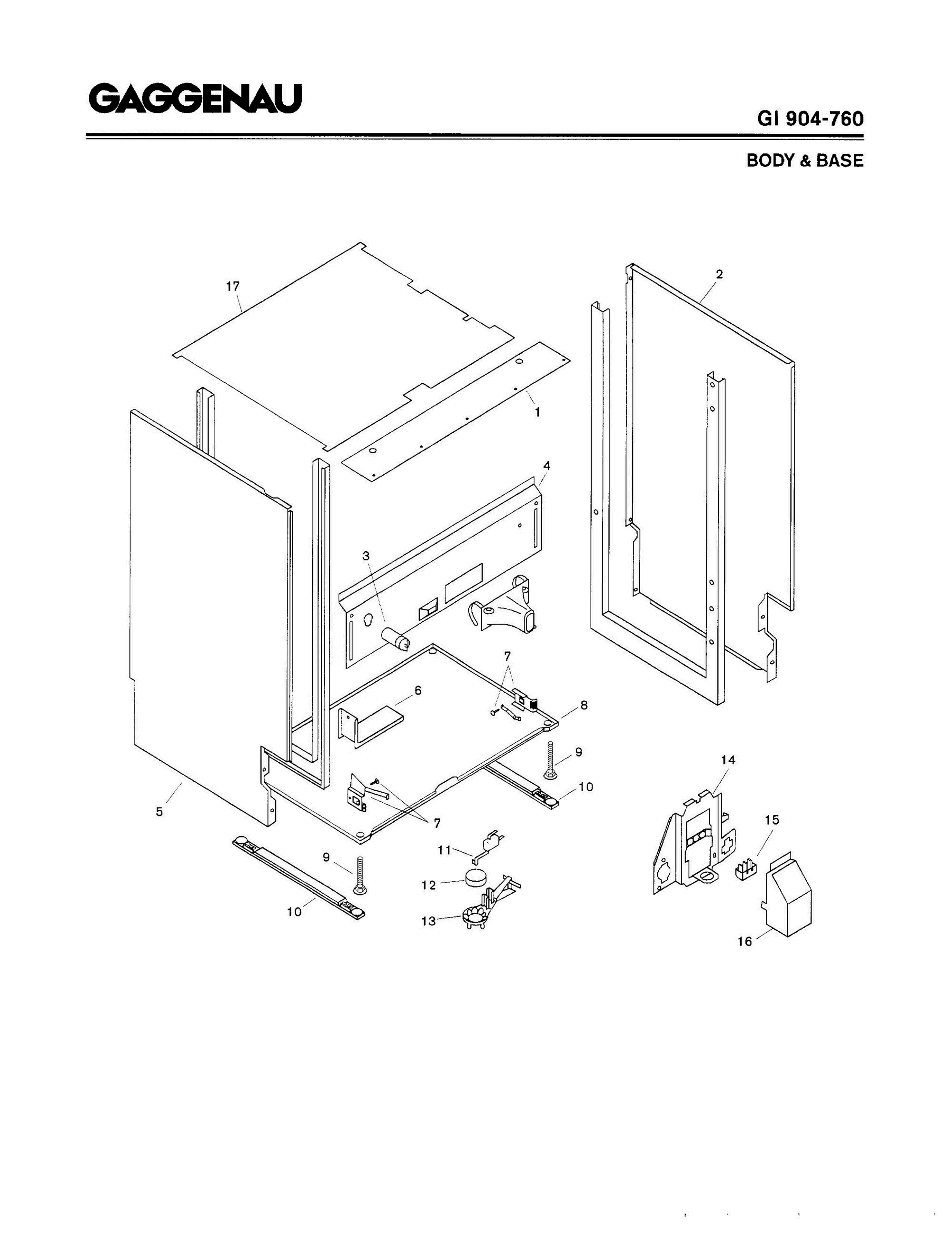 03 - BODY & BASE Diagram and Parts List for GI904-760  Bosch Dishwasher