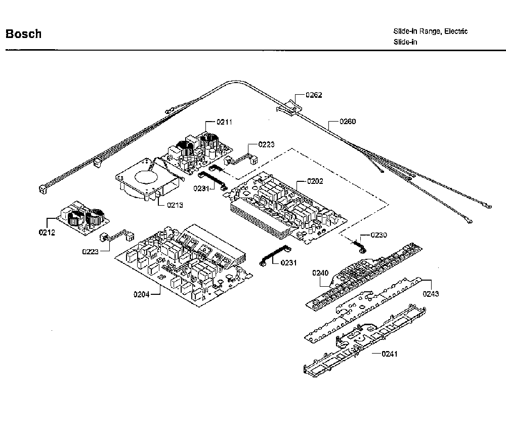 Pcb's Diagram and Parts List for HIIP055U 01 Bosch Range