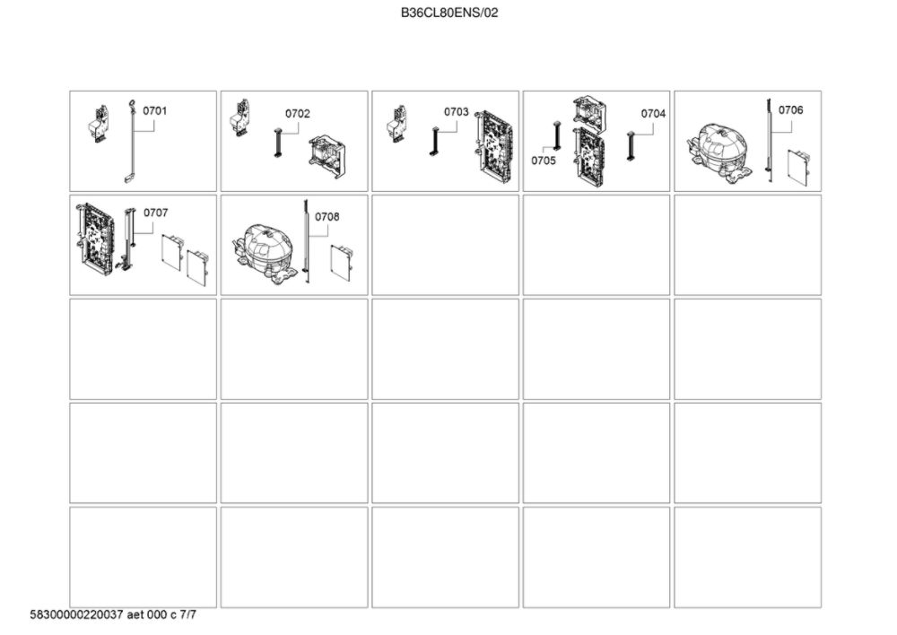 Wires Diagram and Parts List for B36CL80ENS 02 Bosch Refrigerator