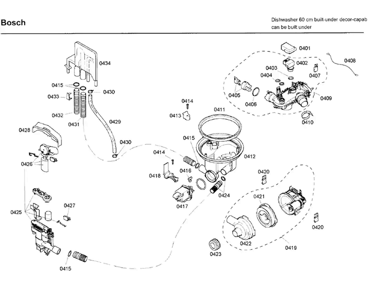 Pump Diagram and Parts List for SHE99C05UC 47 Bosch Dishwasher