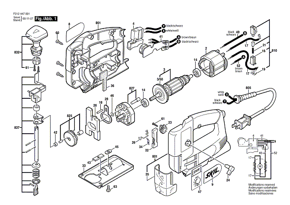 Bosch 4470 (F012447001) Diagram and Parts List for 4470 F012447001 Bosch Jig Saw