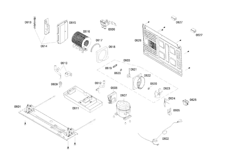 Compressor Diagram and Parts List for B22CS80SNS 03 Bosch Refrigerator