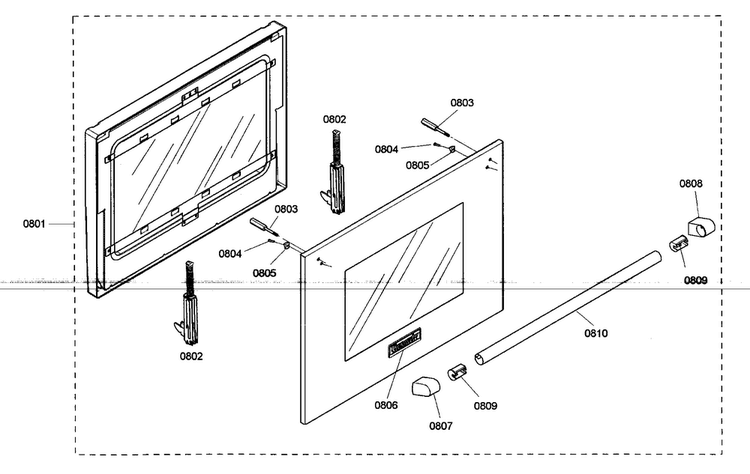 Oven Door Diagram and Parts List for PRD304EHC 02 Thermador Range
