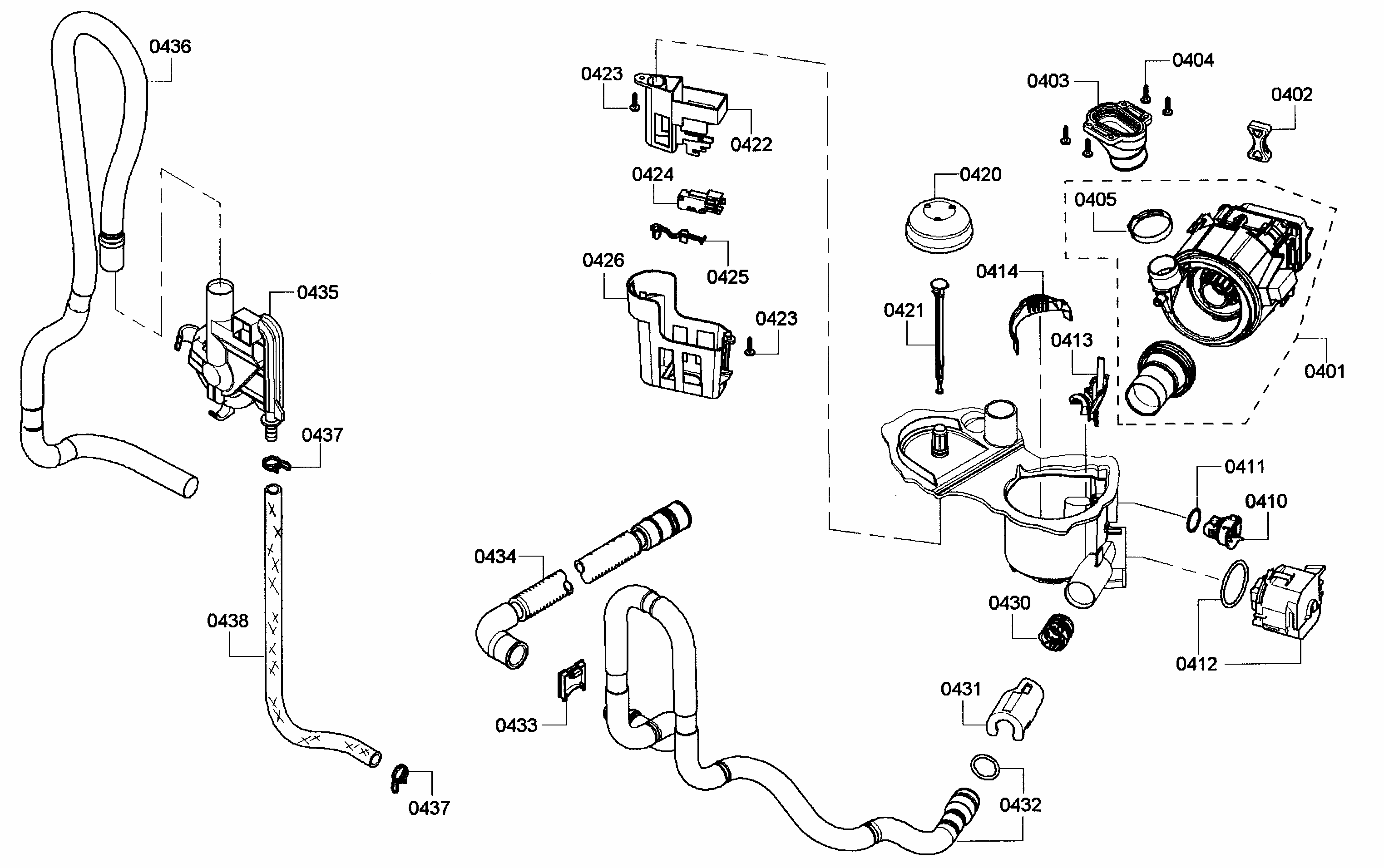 Pump Diagram and Parts List for S36KMK15UC 05 Bosch Dishwasher