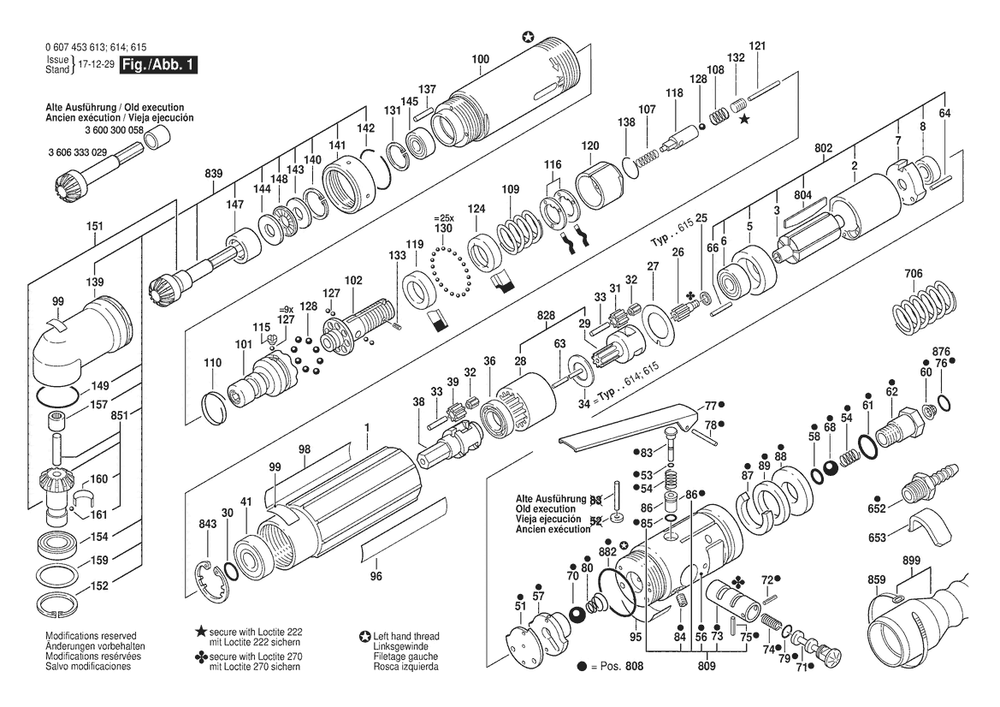 Section 1 Diagram and Parts List for 0607453613  Bosch Screwdriver