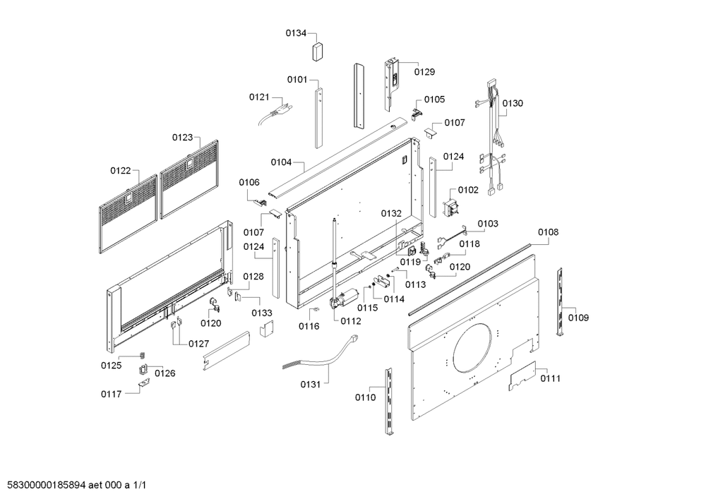 Diagram Diagram and Parts List for DHD3614UC-03  Bosch Range Hood