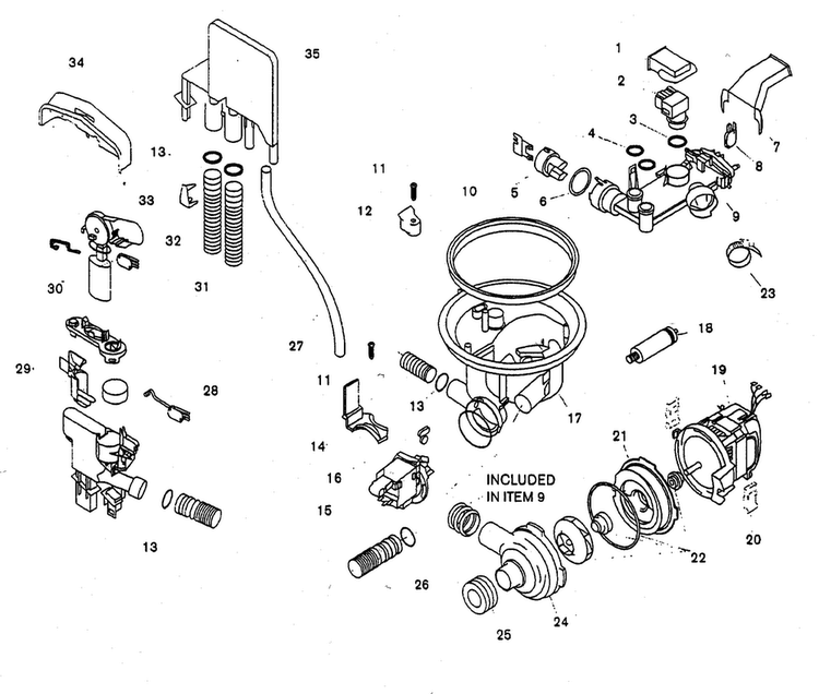 Component Assy Diagram and Parts List for SHU3306UC 11 Bosch Dishwasher