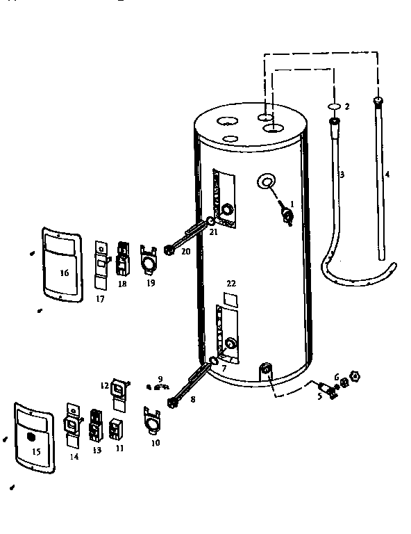 40 Gallon Model Diagram and Parts List for 153311450  Kenmore Heater