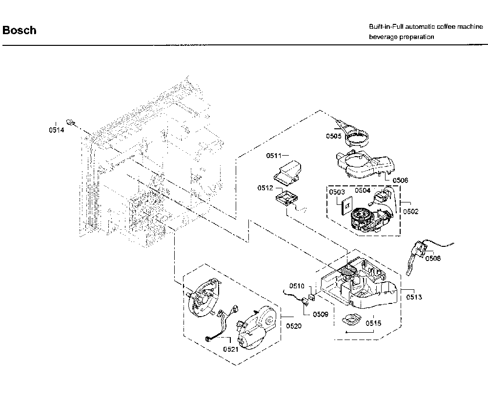 Grinder asy Diagram and Parts List for BCM8450UC 03 Bosch Coffee Maker