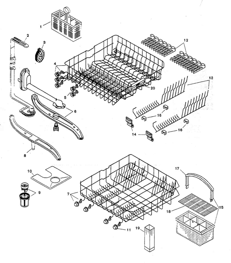 Rack Diagram and Parts List for SHU5306UC 11 Bosch Dishwasher