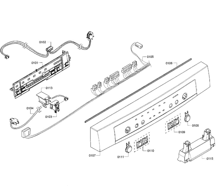 Control Panel Diagram and Parts List for SHE3AR56UC 08 Bosch Dishwasher