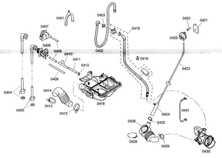 Dispenser Assy/pump Assy Diagram and Parts List for WFMC530CUC 13 Bosch Washer