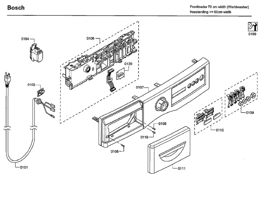 Control Panel Diagram and Parts List for WFVC544CUC 29 Bosch Washer