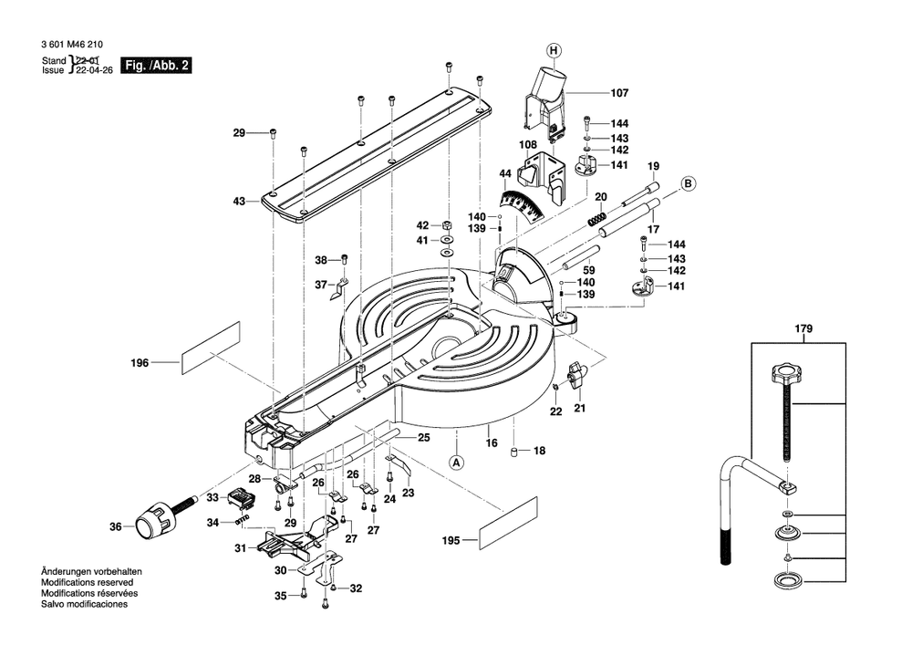 Diagram 2 Diagram and Parts List for GCM18V-12SDN 3 601 M46 210 Bosch Miter Saw