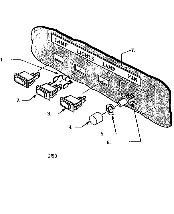Switch Assembly Diagram and Parts List for H36HQW  Thermador Range Hood