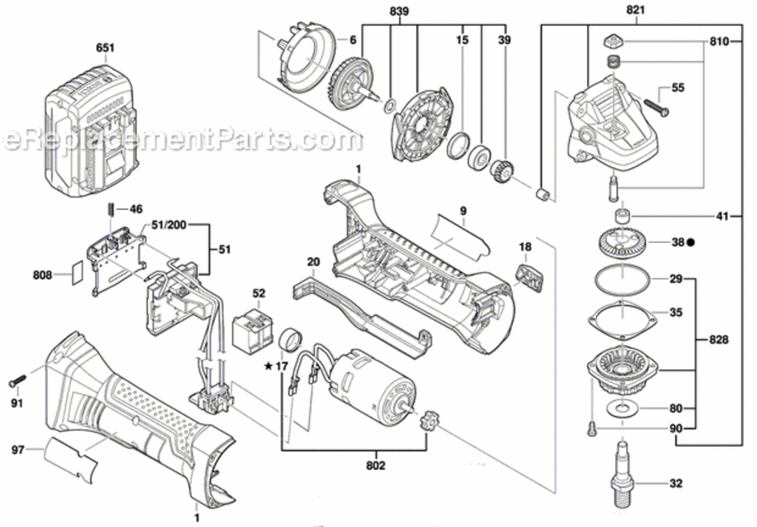 Page A Diagram and Parts List for CAG180BL  Bosch Angle Grinder