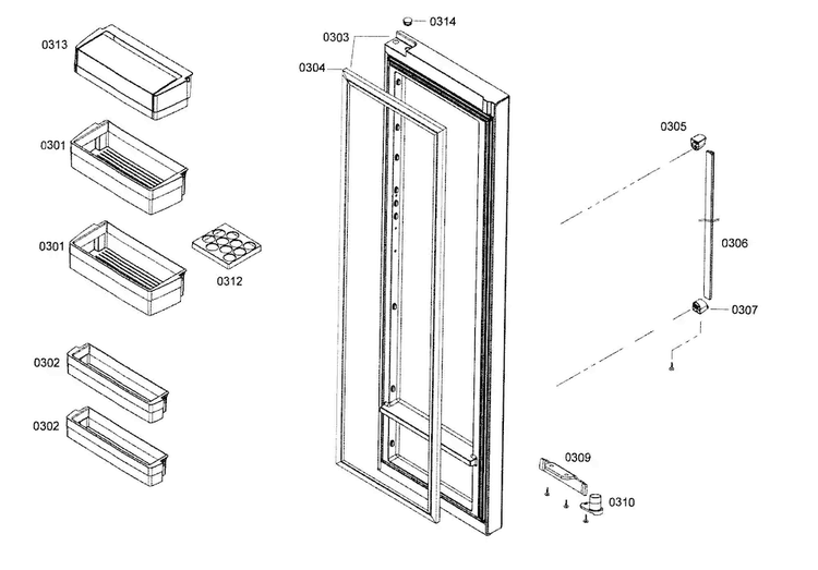 Door 2 Diagram and Parts List for B22CS30SNS 02 Bosch Refrigerator
