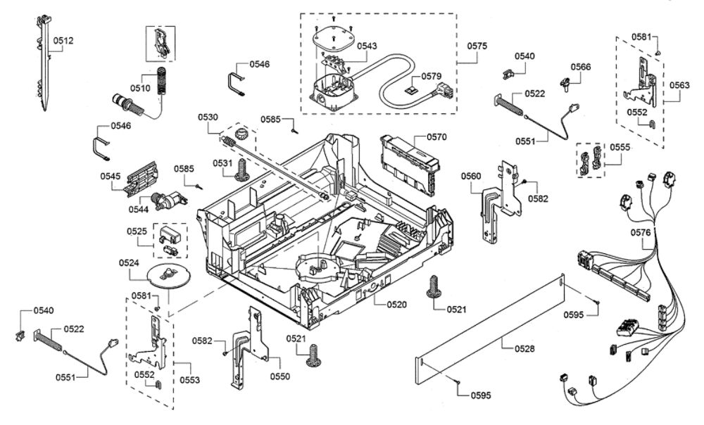 Base/Power Cord Diagram and Parts List for SHPM65W55N 10 Bosch Dishwasher