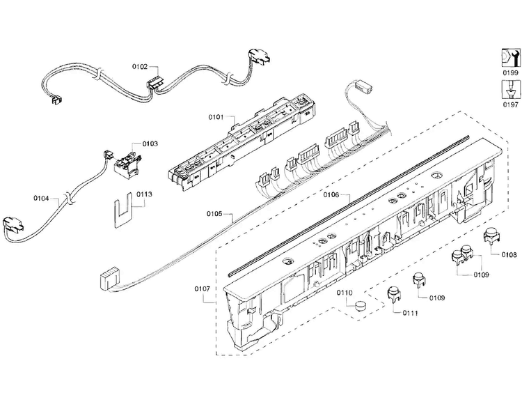 Control Panel Diagram and Parts List for SHX3AR56UC 21 Bosch Dishwasher
