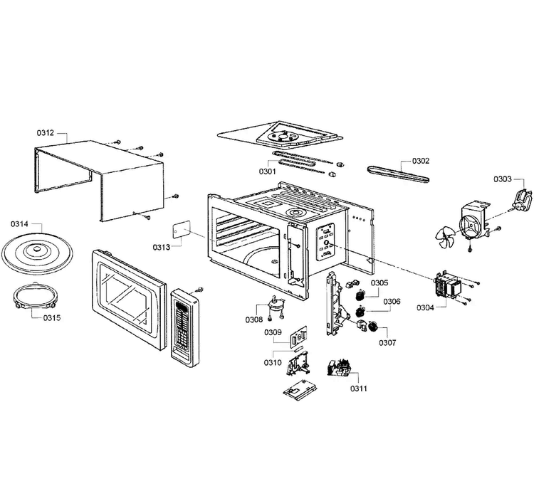 Microwave Diagram and Parts List for HBL8750UC 11 Bosch Microwave Oven Combo