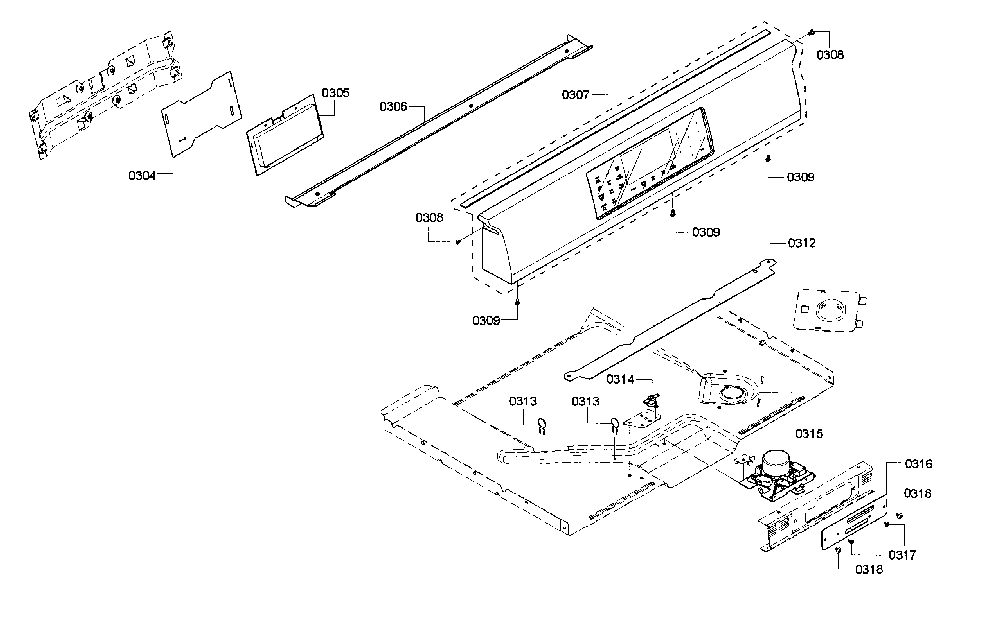 Control panel Diagram and Parts List for HIIP054U 01 Bosch Range