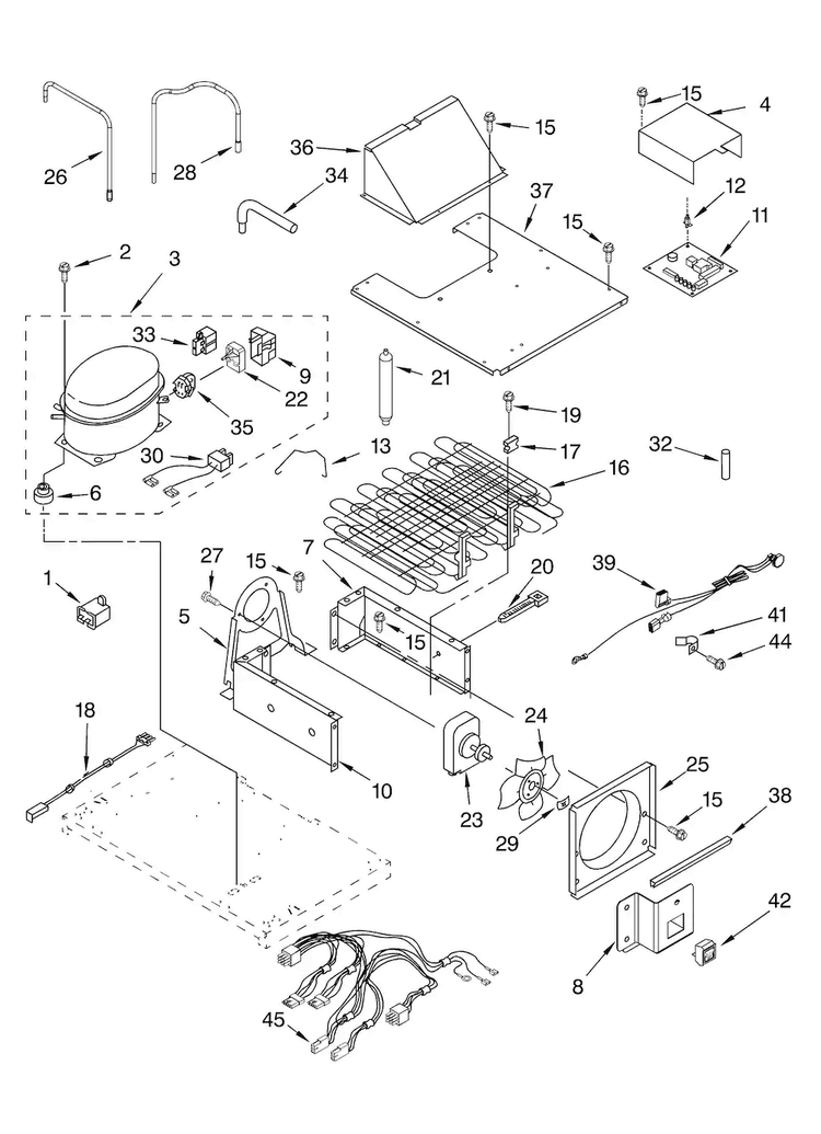 Upper Unit Parts Diagram and Parts List for KBUDT4270A 02 Thermador Refrigerator