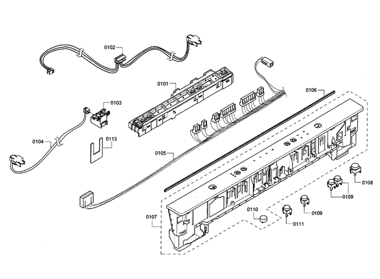 Control Panel Diagram and Parts List for SHX3AR55UC 15 Bosch Dishwasher