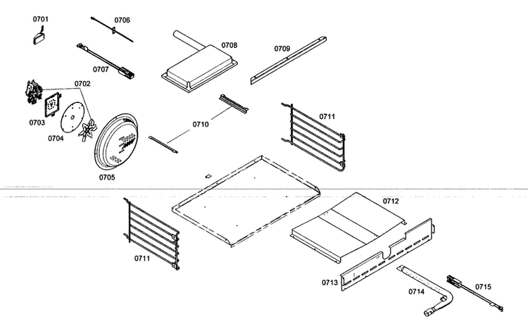 Oven Parts Diagram and Parts List for PRG364ELH01  Thermador Range