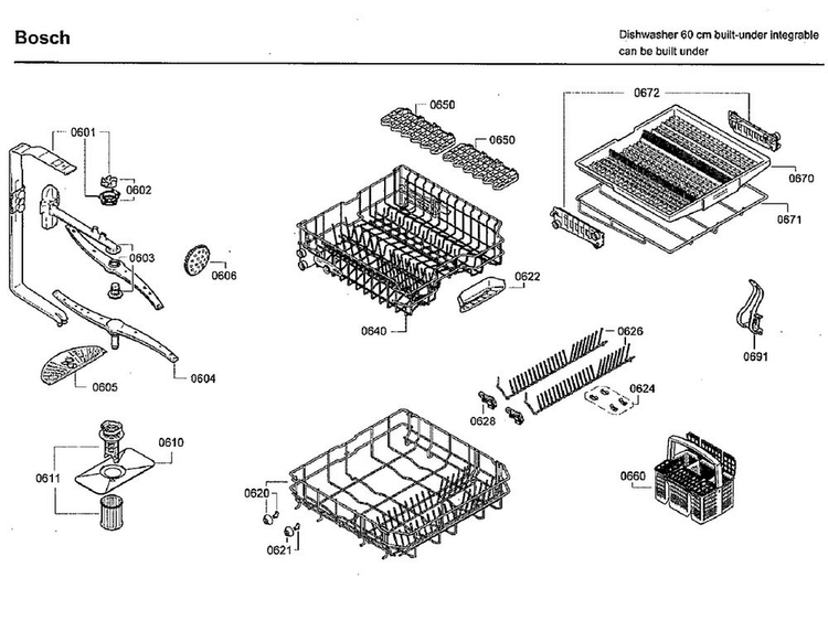 Rack Asy Diagram and Parts List for SHX7ER55UC 44 Bosch Dishwasher