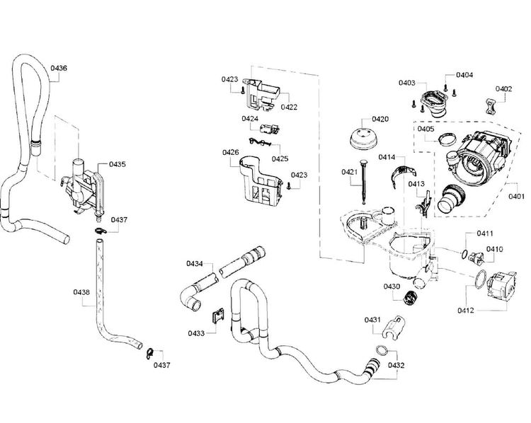 Pump Section Diagram and Parts List for SHX3AR52UC 10 Bosch Dishwasher