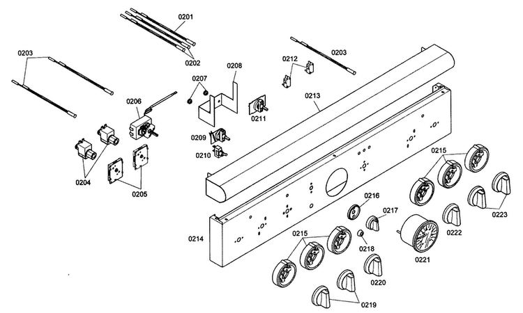 Control Panel Diagram and Parts List for PRL364EDG02  Thermador Range