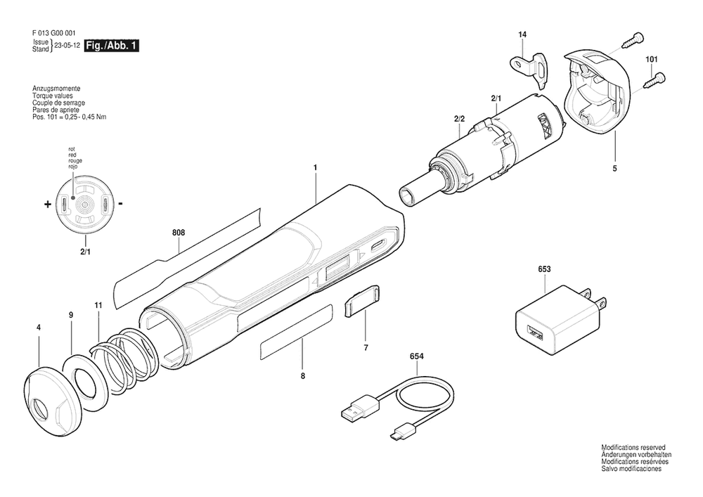 Diagram 1 Diagram and Parts List for GO-0136V15AHBT F013G00001 Bosch Impact Driver
