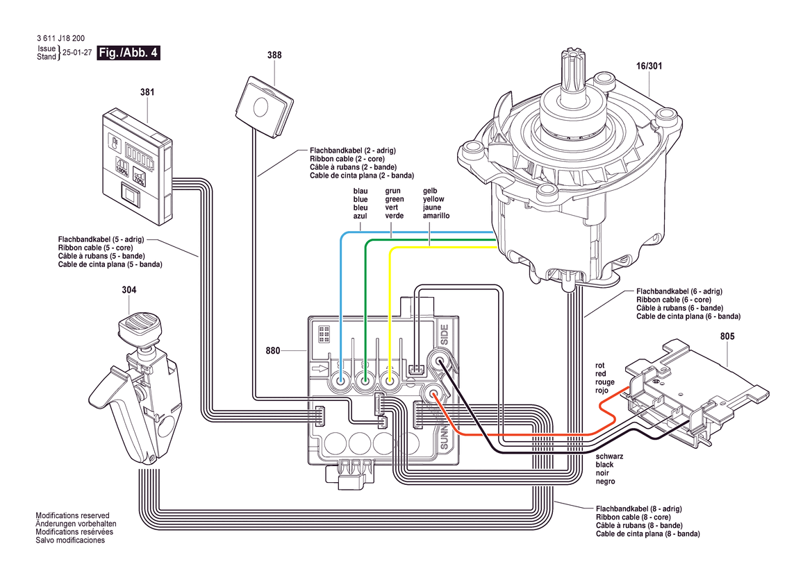 Figure 9 Diagram and Parts List for 3611J182E0 GSH 18V-5 Bare Bosch Demolition Hammer