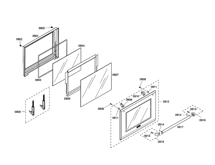 Oven Door Diagram and Parts List for PODMW301-01  Thermador Wall Oven
