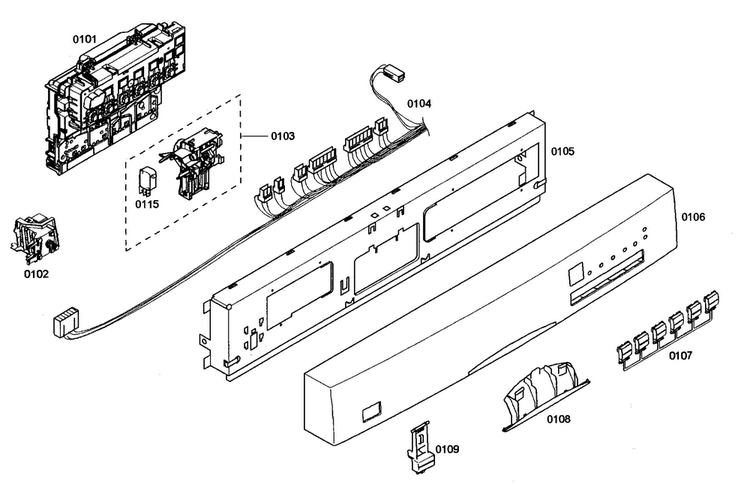 Control Panel Diagram and Parts List for SHE46C05UC 43 Bosch Dishwasher