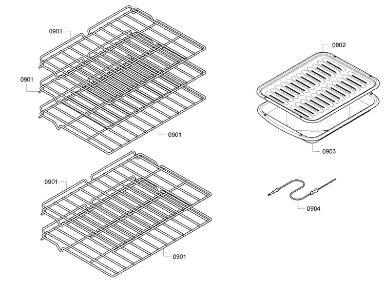 Rack Diagram and Parts List for HBN5620UC 02 Bosch Wall Oven
