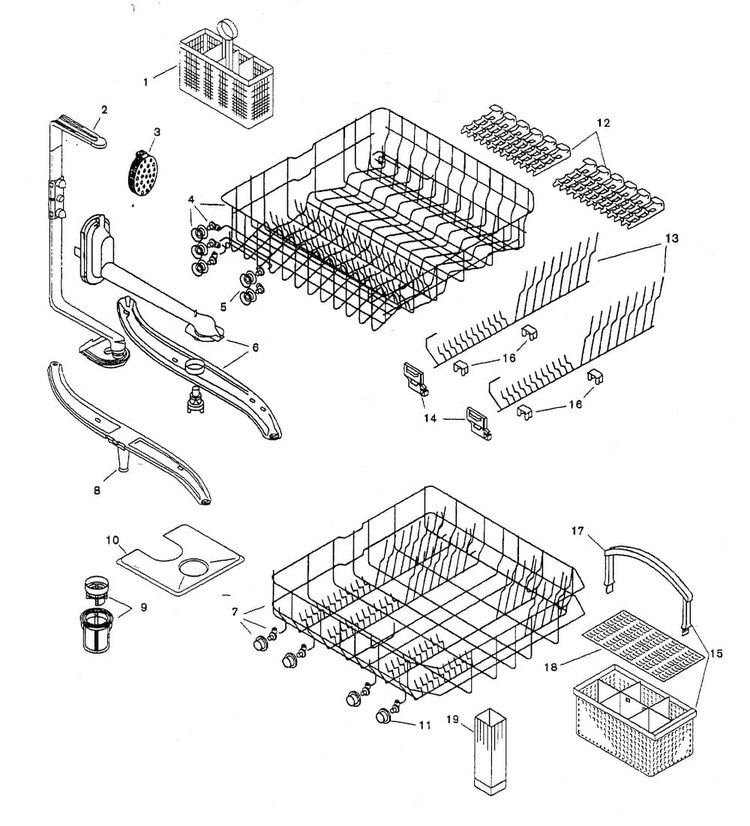 Racks Diagram and Parts List for SHU3322UC 11 Bosch Dishwasher