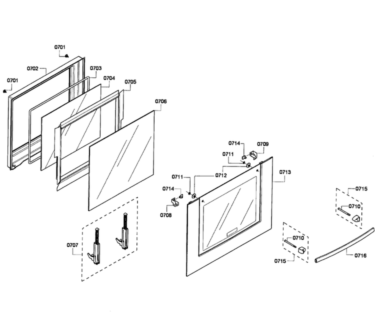 Door Lower Diagram and Parts List for HBL3550UC 05 Bosch Wall Oven