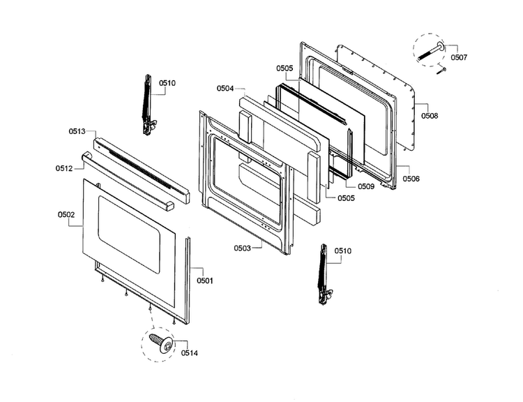 Door Diagram and Parts List for HGS3063UC 12 Bosch Range